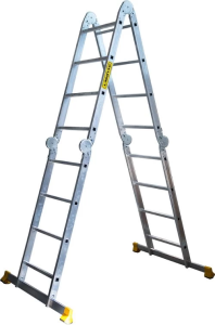 Алюминиевая профессиональная четырехсекционная шарнирная лестница трансформер TWI 444 АЛЮМЕТ