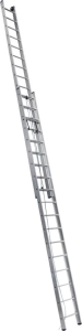 Алюминиевая двухсекционная профессиональная лестница 3218 выдвижная с тросом 2x18 арт.SR 3218