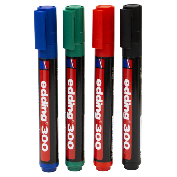 Набор маркеров перманентных диаметр 1,5-3 мм 4 шт E-300 Edding от магазина ЛесКонПром.ру