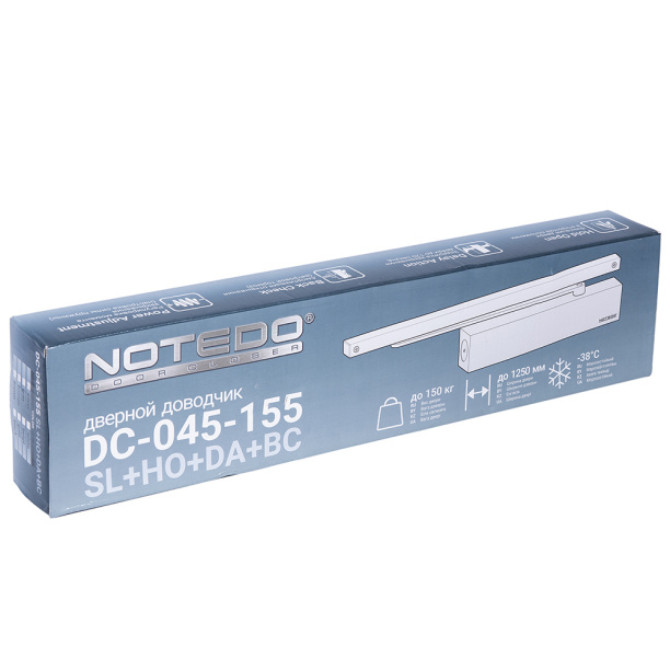 Дверной доводчик NOTEDO DC0045-155 SL+HO+DA+BC серебро от магазина ЛесКонПром.ру