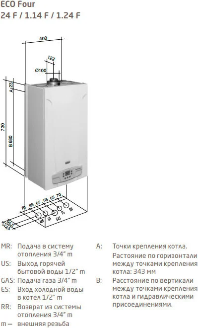 Газовый котел Baxi ECO Four 24 F (9,3-24 кВт) от магазина ЛесКонПром.ру