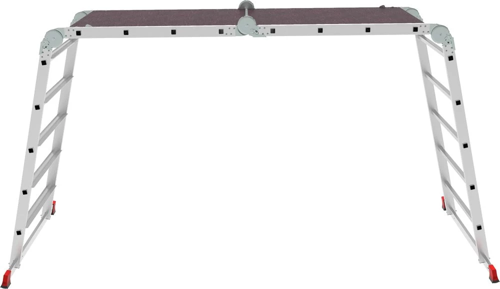Профессиональная алюминиевая лестница-трансформер с развальцованными ступенями и помостом, ширина 800 мм NV3336 НОВАЯ ВЫСОТА 2Х4+2Х5 арт.3336245 от магазина ЛесКонПром.ру