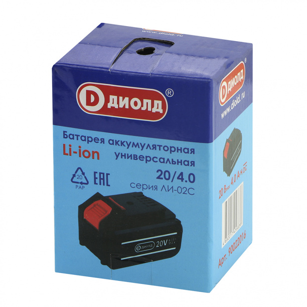 Аккумулятор ДИОЛД ЛИ-02С 4,0 Ач Li-Ion 20 В от магазина ЛесКонПром.ру
