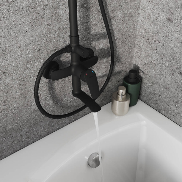 Душевая система Milardo Rora со смесителем и верхним душем d 25 см черный матовый от магазина ЛесКонПром.ру