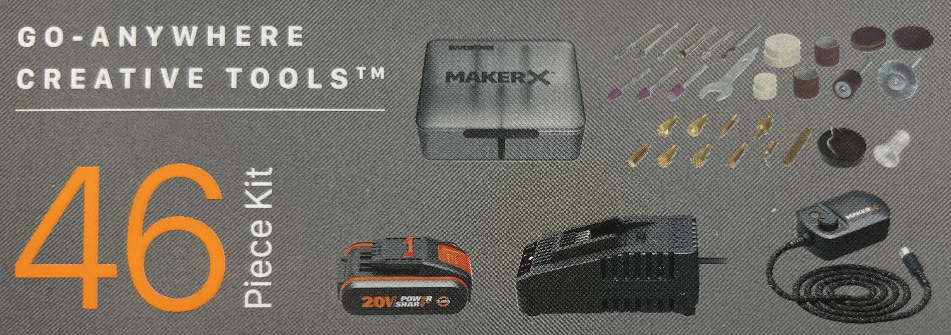 Набор WORX MAKER X WX988 20V аккумуляторный – гравёр + выжигатель, с АКБ на 2 А*ч и ЗУ, в кейсе от магазина ЛесКонПром.ру