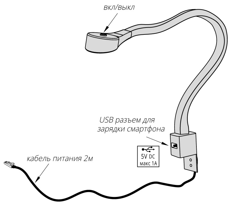Светодиодный светильник c USB зарядкой FLEXI 310006B от магазина ЛесКонПром.ру