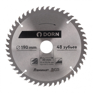 Пильный диск по ламинату и ДСП DORN 190х30/25,4/20/16 мм Z=48