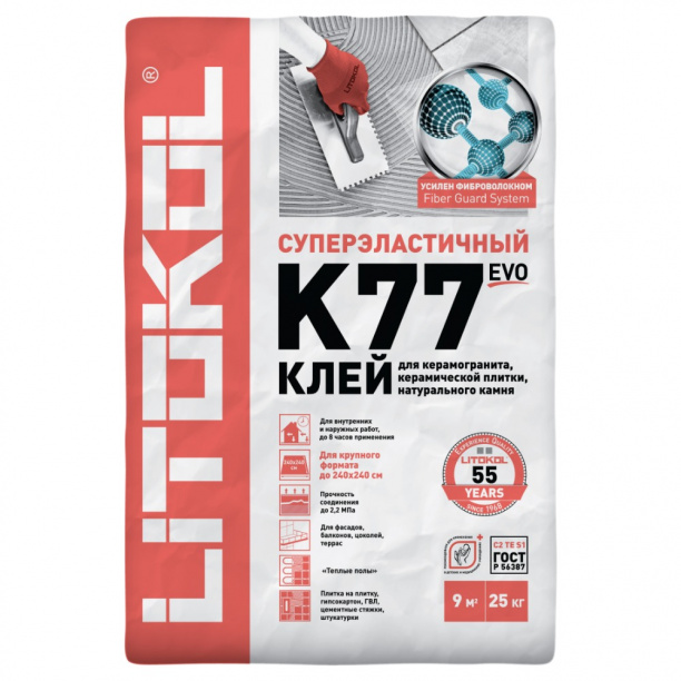 Клей для плитки Litokol SUPERFLEX K77, 25 кг от магазина ЛесКонПром.ру