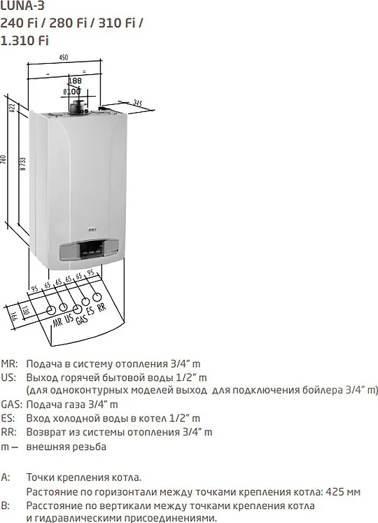 Газовый котел Baxi Luna 3 280 Fi (10,4-28 кВт) от магазина ЛесКонПром.ру