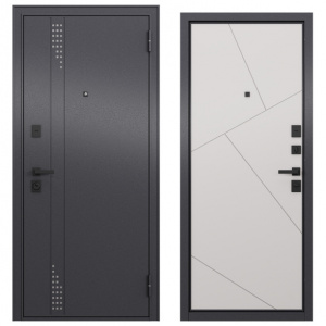 Дверь входная металлическая Линея 2050х960х90 мм правая Графит/Белый софт