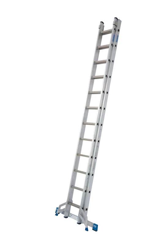 Алюминиевая двухсекционная профессиональная лестница 3218 выдвижная с тросом 2x18 арт.SR 3218 от магазина ЛесКонПром.ру
