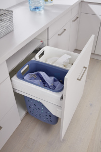 Система хранения белья Laundry Carrier 66л на выдвижной фасад 600 мм, 2 корзины, белый/синий HAILO