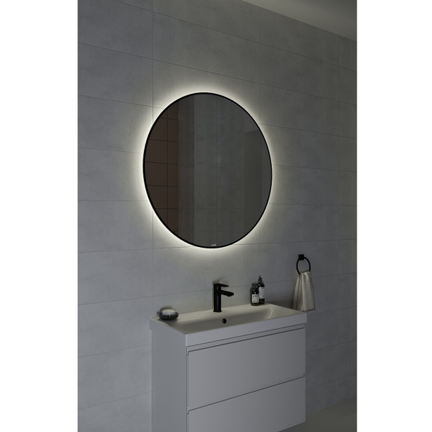 Зеркало Cersanit Eclipse smart d90 см черная рамка с подсветкой круглое от магазина ЛесКонПром.ру