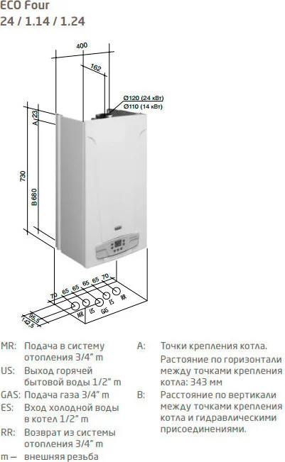 Газовый котел Baxi ECO Four 1.14 (6-14 кВт) от магазина ЛесКонПром.ру