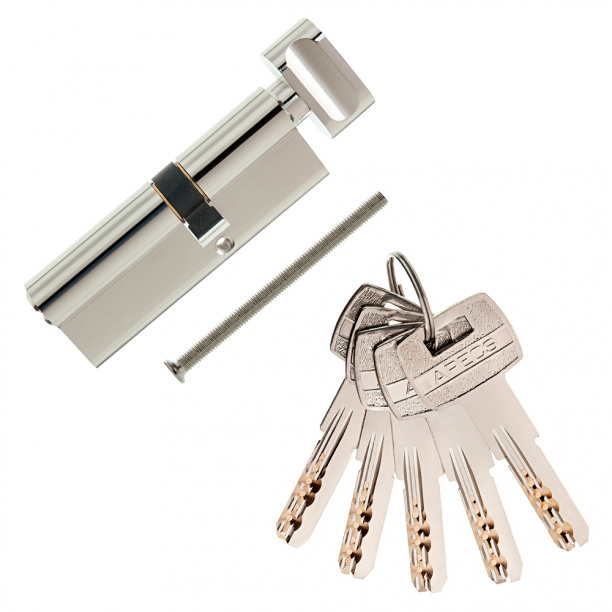 Цилиндр для замка APECS SM-85 50х35 мм ключ-завертка никель от магазина ЛесКонПром.ру