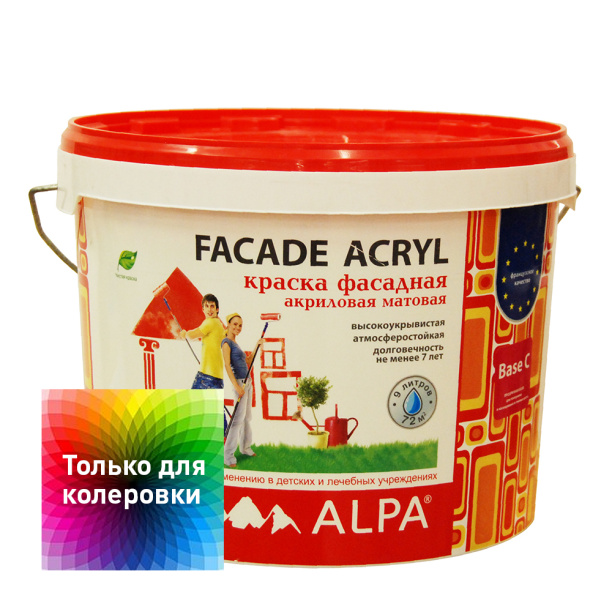 Краска фасадная акриловая Alpa Facade Acryl база C 9 л от магазина ЛесКонПром.ру