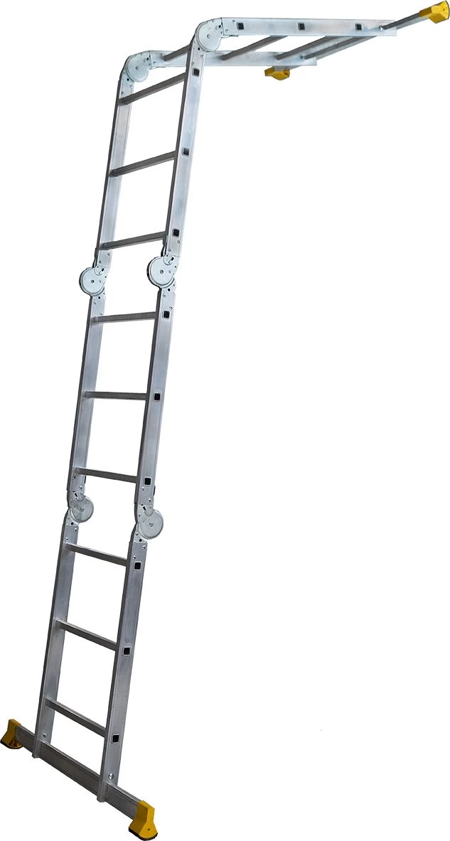 Алюминиевая профессиональная четырехсекционная шарнирная лестница трансформер TWI 433 АЛЮМЕТ от магазина ЛесКонПром.ру