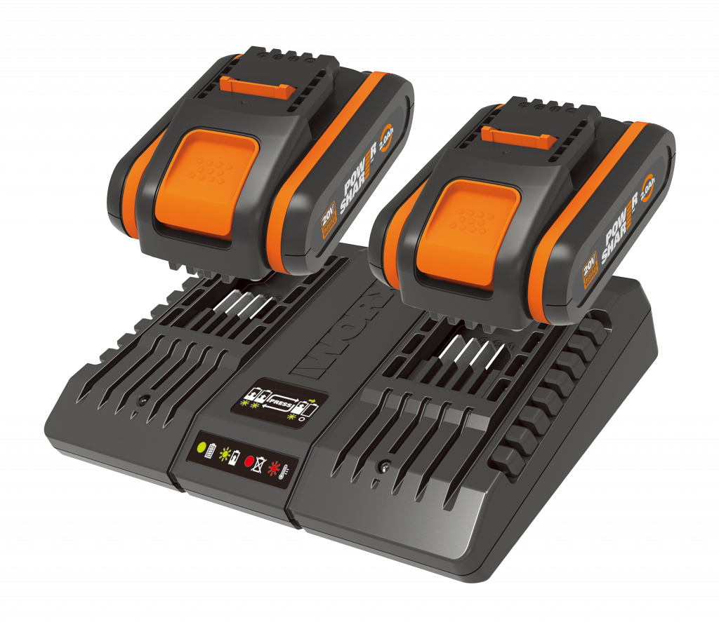 Комплект WORX WA3610 20V – два аккумулятора на 2Ач и двойное зарядное устройство в 2А+2А от магазина ЛесКонПром.ру