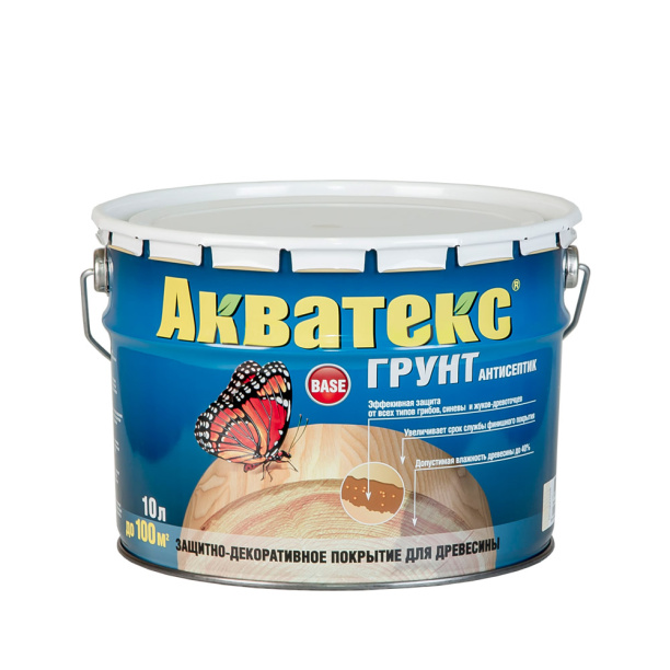 Грунтовка-антисептик Акватекс бесцветная 10 л от магазина ЛесКонПром.ру