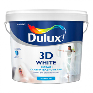 Краска для стен и потолков матовая Dulux 3D White белая 9 л