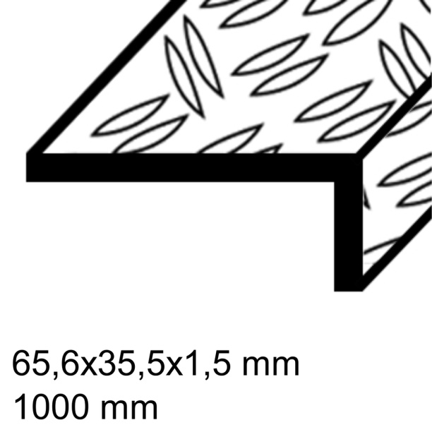 Уголок алюминиевый рифленый 65,6x35,5х1000 мм толщина 1,5 мм от магазина ЛесКонПром.ру