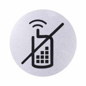 Табличка информационная самоклеящаяся "Выключить телефоны" d95 мм