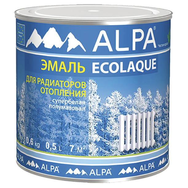 Эмаль для радиаторов Alpa Ecolaque акриловая белая 0,5 л от магазина ЛесКонПром.ру