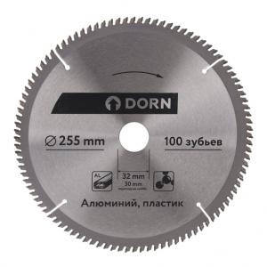Пильный диск по алюминию и пластику DORN 255х32/30 мм 100 зубьев