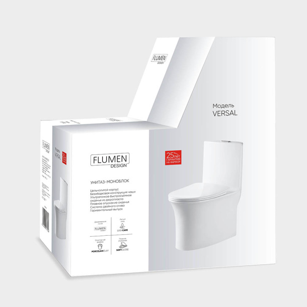 Унитаз-моноблок FLUMEN DESIGN Versal безободковый с сиденьем с микролифтом от магазина ЛесКонПром.ру