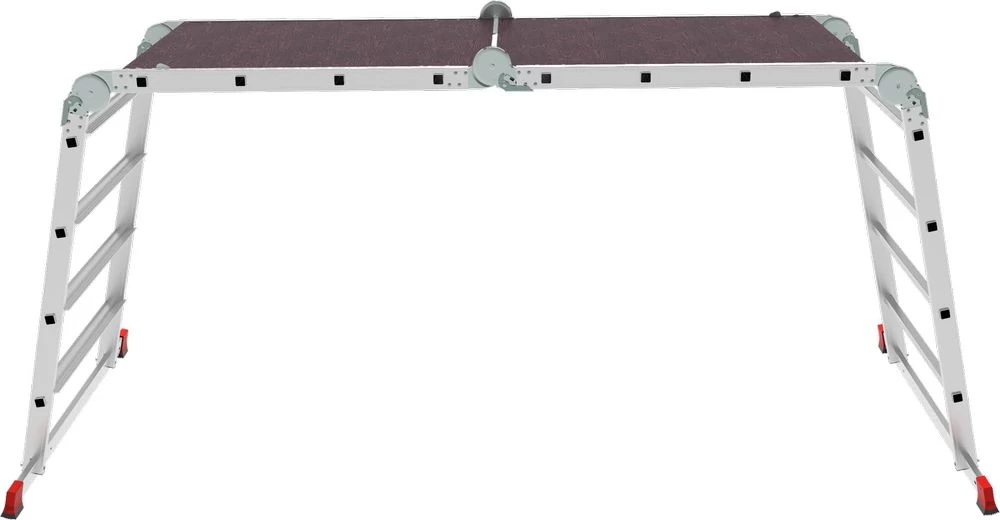Профессиональная алюминиевая лестница-трансформер с развальцованными ступенями и помостом, ширина 800 мм NV3336 НОВАЯ ВЫСОТА 4Х4 арт.3336404 от магазина ЛесКонПром.ру