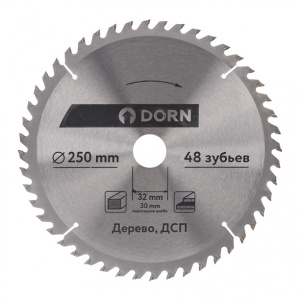 Пильный диск по дереву и ДСП DORN 250х32/30 мм Z=48