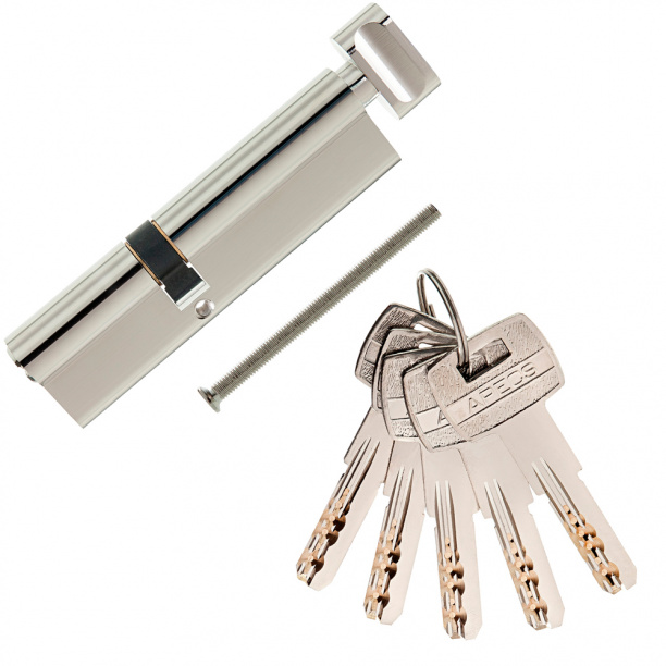 Цилиндр для замка APECS SM-110 45х65 мм ключ-завертка никель от магазина ЛесКонПром.ру
