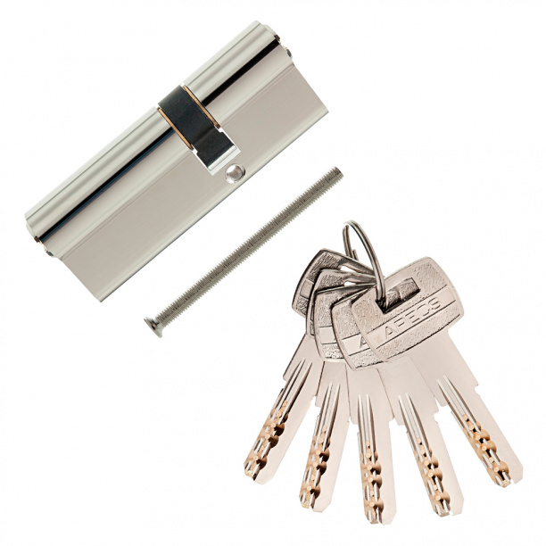 Цилиндр для замка APECS SM-80 30х50 мм ключ-ключ никель от магазина ЛесКонПром.ру