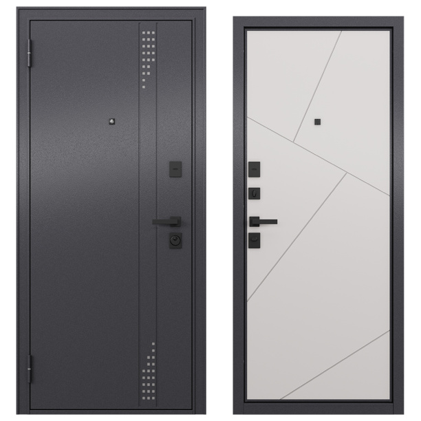 Дверь входная металлическая Линея 2050х960х90 мм левая Графит/Белый софт от магазина ЛесКонПром.ру
