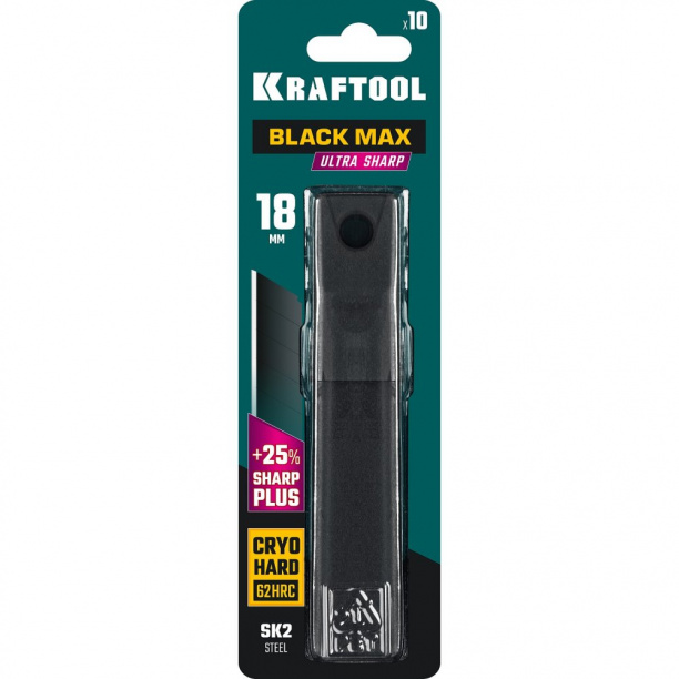Лезвия для ножа KRAFTOOL BLACK MAX 18 мм 10 шт от магазина ЛесКонПром.ру