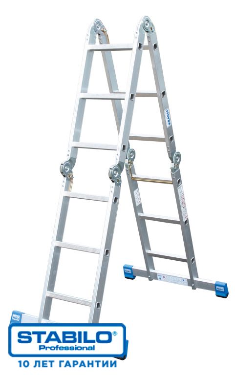 Универсальная алюминиевая шарнирная лестница-трансформер STABILO 4Х3 KRAUSE арт.123510 от магазина ЛесКонПром.ру