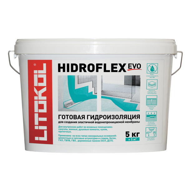 Обмазочная гидроизоляция полимерная LITOKOL HIDROFLEX 5 кг от магазина ЛесКонПром.ру