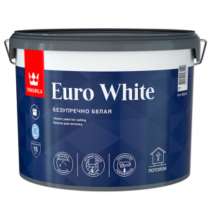 Краска для потолков акриловая матовая TIKKURILA Euro White 9 л