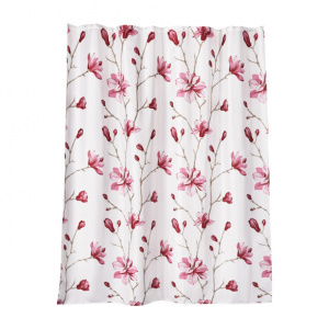 Штора для ванной WESS Liseron 180х200 см текстиль бело-розовая