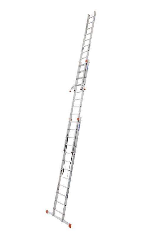 Лестница алюминиевая трехсекционая с допфункцией KRAUSE TRIBILO Trigon 3х12 от магазина ЛесКонПром.ру