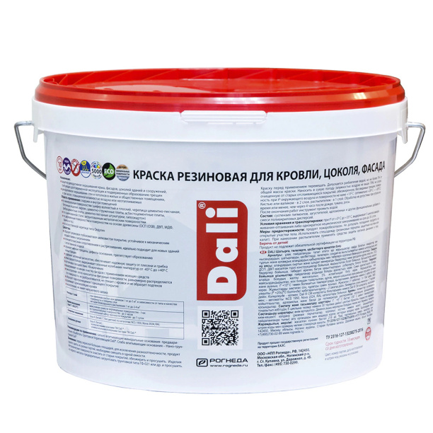 Краска для фасадная Dali резиновая акриловая белая 12 кг от магазина ЛесКонПром.ру