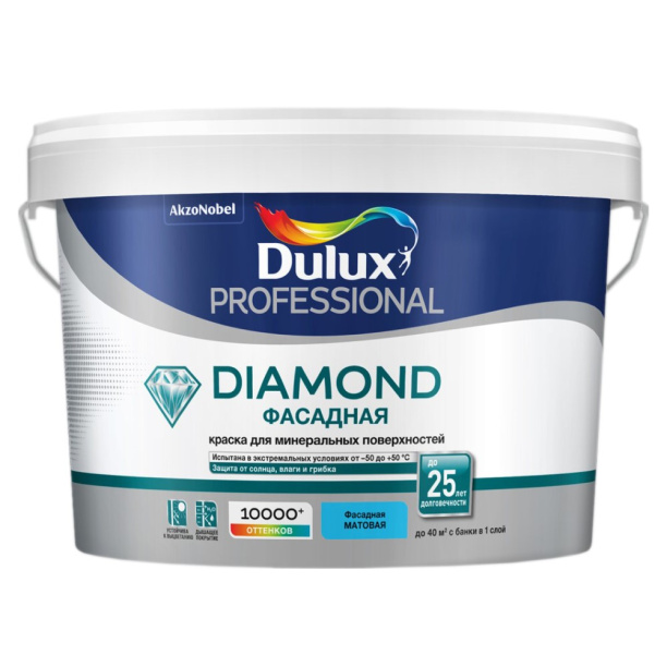 Краска фасадная Dulux Diamond 2,5 л белая (база BW) от магазина ЛесКонПром.ру