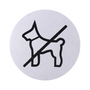 Табличка информационная самоклеящаяся "Запрет с животными" d95 мм