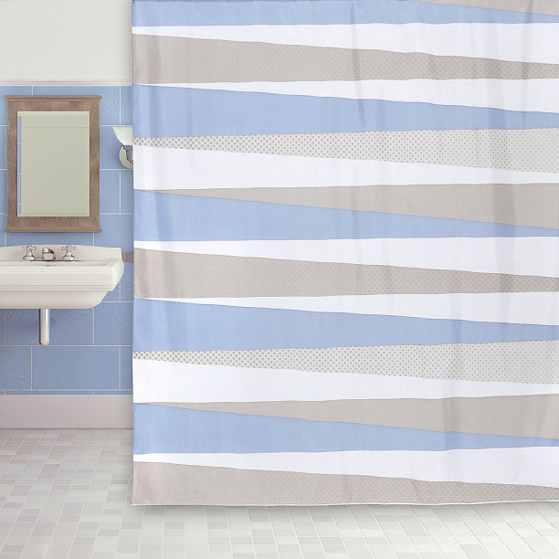 Штора для ванной WESS Elpoa 180х200 см текстиль бежево-голубая от магазина ЛесКонПром.ру