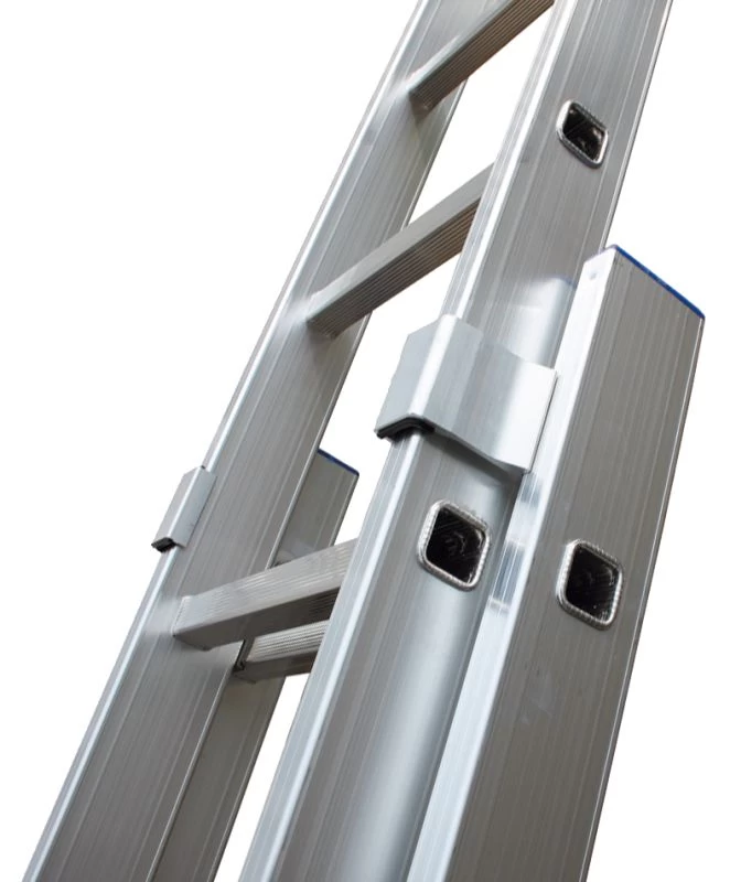 Алюминиевая двухсекционная профессиональная лестница 3218 выдвижная с тросом 2x18 арт.SR 3218 от магазина ЛесКонПром.ру