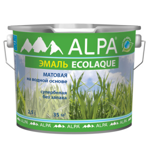 Эмаль матовая ALPA Ecolaque белая 2,5 л