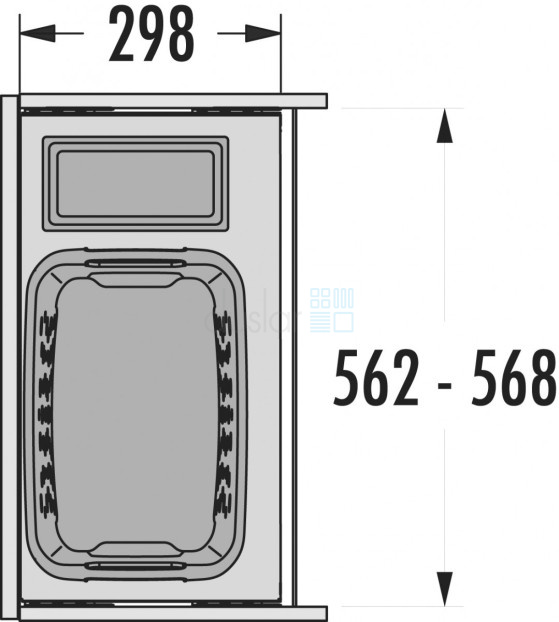 Система хранения белья Laundry Carrier Small на выдвижной фасад 600 мм, 1 корзина 33л, белый/серебро HAILO от магазина ЛесКонПром.ру