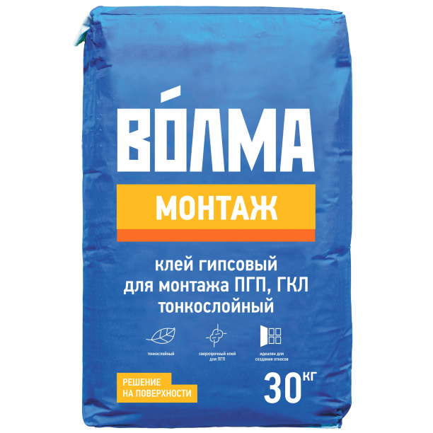 Гипсовый клей ВОЛМА Монтаж 30 кг от магазина ЛесКонПром.ру
