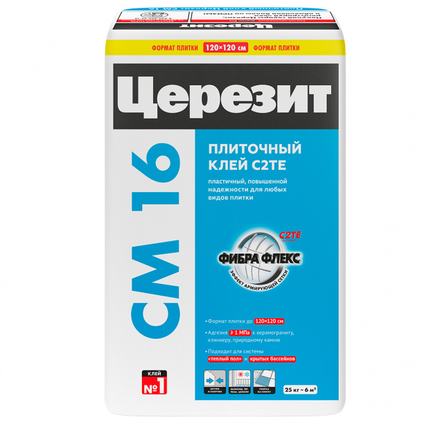 Клей для плитки C2TE Церезит СМ 16 25 кг от магазина ЛесКонПром.ру