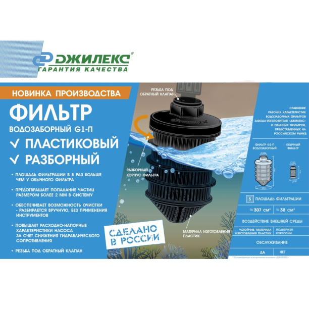 Фильтр водозаборный Джилекс 1" размер частиц от 1,8 мм от магазина ЛесКонПром.ру